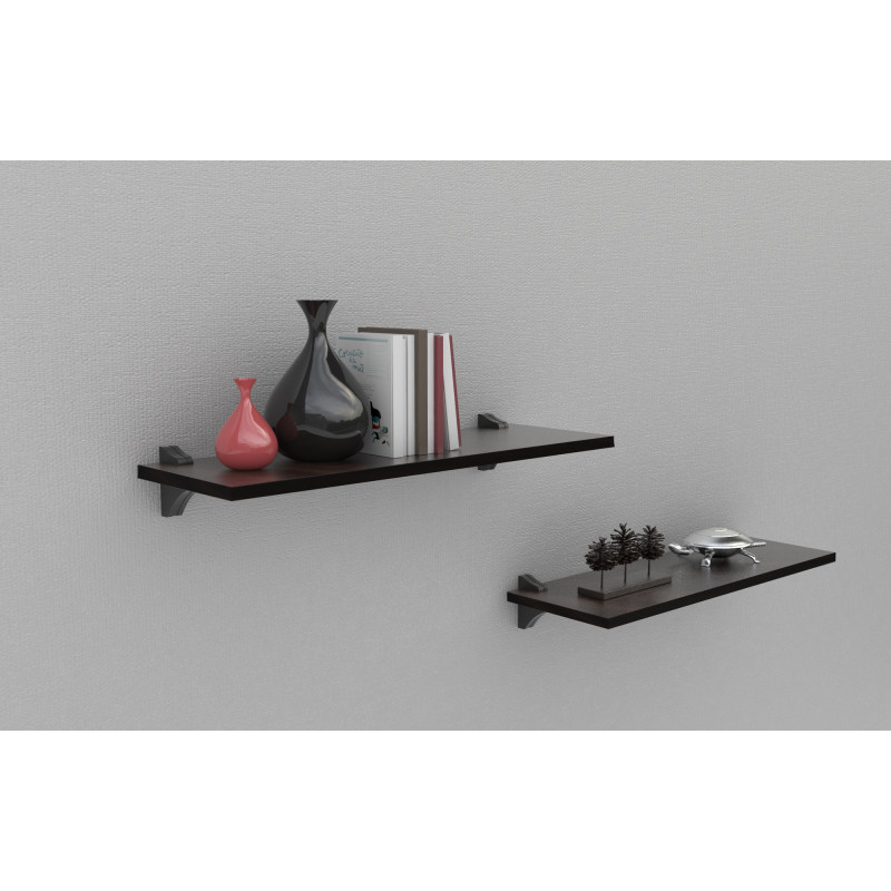 Repisa  flotante + 2 Soportes 90×25x1,5cm  Cafe - Brasforma