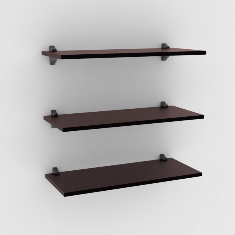 KIT 3 REPISAS FlOTANTES  + SOPORTES 60X30 CAFE BRASFORMA